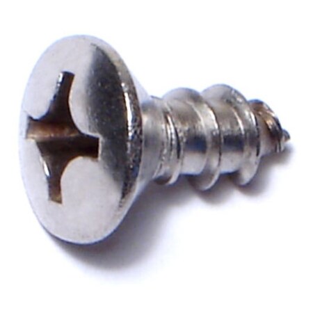Sheet Metal Screw, #12 X 1/2 In, 18-8 Stainless Steel Oval Head Phillips Drive, 50 PK